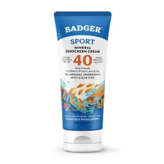 Kem Chống Nắng Vật Lý Badger Sport Mineral SPF 40 Kháng Nước, Bảo Vệ Da Trong Thể Thao Ngoài Trời, Dưỡng Ẩm Tự Nhiên