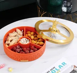 Khay đựng bánh mứt kẹo cao cấp hình hươu hiện đại - 4 ngăn thời trang, trang trí nhà ngày Tết, bảo quản đồ ngọt sạch sẽ
