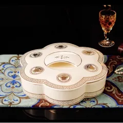 Khay Đựng Bánh Kẹo Gốm Sứ Họa Tiết Hoa Văn Sang Trọng Có Nắp - Thích Hợp Bày Bánh Mứt Tết Và Trang Trí Không Gian Nhà Ở