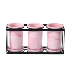 Set ống đựng đũa sứ hồng cao cấp kèm kệ gỗ và khay hứng nước - Dụng cụ nhà bếp đẹp mắt, sang trọng