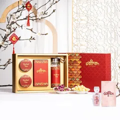 Set quà Tết Saffron Jahan 0.5g và trà hoa nhài, cúc - Quà tặng sức khỏe cho người thân, bạn bè, đối tác