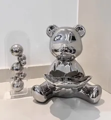 Tượng Gấu Bê Khay Đựng Đồ Ngồi Đáng Yêu - Trang Trí Nhà Cửa Bằng Gốm Sứ, Quà Tặng Ý Nghĩa Cho Người Thân