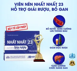 Viên uống Nhất Nhất 23 giải rượu và bổ gan - Hỗ trợ thanh lọc cơ thể cho người hay nhậu nhẹt, sản phẩm thiên nhiên hiệu quả.