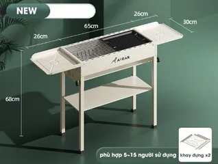 Bếp Nướng Than Hoa BBQ Ngoài Trời Gấp Gọn - Dễ Dàng Mang Theo & Phù Hợp Cho Cắm Trại, Tiệc Tùng, Kích Thước 30x65cm