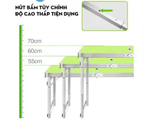 Bộ bàn ghế gấp cắm trại du lịch LY1 - Độ cao tùy chỉnh, chất liệu bền chắc, tiện lợi cho dã ngoại và gia đình, 1 bàn 4 ghế gọn nhẹ