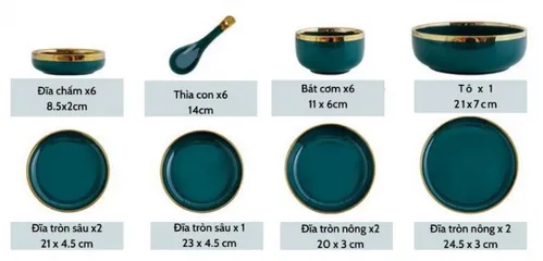 Bộ bát đĩa sứ cao cấp 26 món viền vàng - Thiết kế Bắc Âu sang trọng, chất liệu gốm sứ an toàn, hoàn hảo cho bữa tiệc và quà tặng.