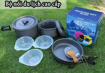 Bộ Nồi Chảo Dã Ngoại DS-300 Xếp Gọn - Bộ Nấu Ăn Tiện Lợi Cho 2-3 Người Khi Du Lịch, Chất Liệu Nhôm Chống Dính, Gọn Nhẹ, Dễ Mang Theo