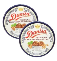 Combo 2 Hộp Bánh Danisa Hạt Điều Hộp Thiếc - Bánh Quy Giòn Ngon Hương Vị Hạt Điều và Socola - Quà Tặng Lễ Tết Sang Trọng