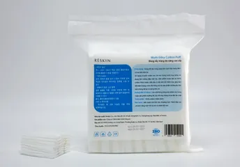 Combo 2 túi bông tẩy trang cotton 3 lớp 180 miếng Reskin - Bông mềm, không xơ, an toàn cho mọi loại da, dễ dàng tẩy trang