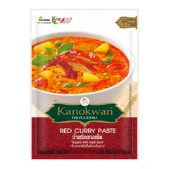 Combo 4 Gói Gia Vị Nấu Cà Ri Đỏ Kanokwan - Sốt Cà Ri Thái Lan Với Nước Cốt Dừa, Hương Vị Đậm Đà, Tiện Dụng 50g mỗi Gói