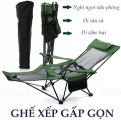 Ghế Xếp Gấp Đa Năng Có Gối Đệm Thư Giãn - Dễ Dàng Mang Theo, Chịu Lực Tối Đa 200kg, Thích Hợp Cho Cắm Trại Và Du Lịch