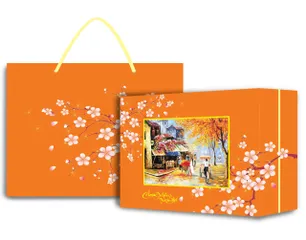 Hộp quà Tết 7 món HQ23520 - Trà, Bánh, Socola, Hạt và Trái Cây Sấy Sang Trọng - Quà Tết Cao Cấp Lì Xì An Lành