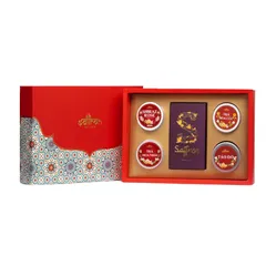 Hộp Quà Tết Cao Cấp Nhụy Hoa Nghệ Tây Saffron Shyam + 4 Loại Trà Lành Mạnh - Quà Tặng Sang Trọng Dịp Lễ Tết
