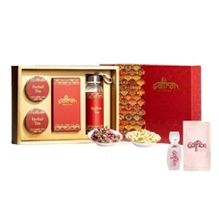 Hộp quà Tết Saffron Jahan 1gr Sang Trọng + 2 Loại Trà Hoa Hồng & Nhài - Món Quà Biếu Tết Ý Nghĩa Chất Lượng