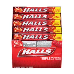 Kẹo ngậm Halls Cough Drops Cherry - Hỗ trợ thông họng, giảm ho, làm dịu cổ họng, tác động nhanh, 180 viên tiện lợi cho sức khỏe