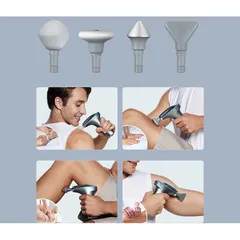 Máy Massage Cầm Tay SKG F7-E - Kèm 4 Đầu Massage Chuyên Dụng, Chườm Nóng và Xoa Bóp, Thiết Kế Hiện Đại, Giải Quyết Đau Nhức Cơ Bắp