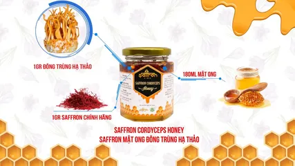 Set quà tặng mật ong đông trùng hạ thảo Saffron cao cấp - Món quà sức khỏe tuyệt vời cho người thân, chất lượng cao và tốt cho làn da