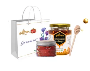 Set Quà Tặng Saffron Mật Ong Ngâm Đông Trùng Hạ Thảo & Trà Táo Đỏ - Tăng Cường Sức Khỏe, Quà Tặng Ý Nghĩa Cho Người Thân