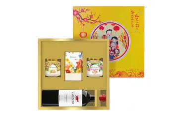 Hộp Quà Tết 2023 Mộc Hương Sơn - Set Mứt Mix Saffron Cao Cấp và Vang Tây Ban Nha - Quà Tặng Ý Nghĩa Dịp Tết