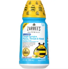 Siro giảm ho tự nhiên Zarbee's Cough Syrup+ Mucus, Throat & Nasal cho bé từ 4 tuổi, dễ uống, bảo vệ đường hô hấp, vị ngọt hữu cơ