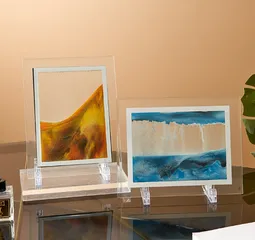 Tranh Cát Chảy 3D Để Bàn Trang Trí Khung Chữ Nhật - Nghệ Thuật Thư Giãn Sống Động, Chất Liệu Thủy Tinh và Acrylic