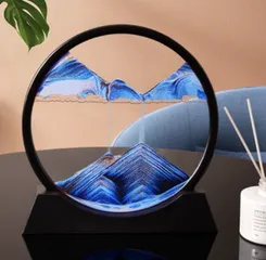 Tranh cát chảy 3D khung tròn để bàn - Nghệ thuật trang trí sống động giảm căng thẳng cho không gian làm việc và phòng khách
