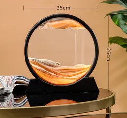 Tranh cát chảy 3D khung tròn để bàn - Nghệ thuật trang trí sống động giảm căng thẳng cho không gian làm việc và phòng khách