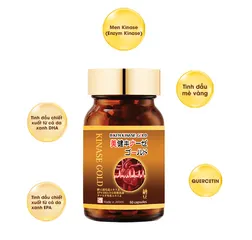 Viên uống hỗ trợ phòng đột quỵ Biken Kinase Gold - Tăng cường trí nhớ, ổn định huyết áp, lưu thông máu hiệu quả, gói 60 viên.