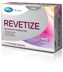Viên uống Mega We Care Revetize HNS Complex - Giải pháp giảm rụng tóc, kích thích mọc tóc chắc khỏe - Hộp 30 viên bổ sung dưỡng chất