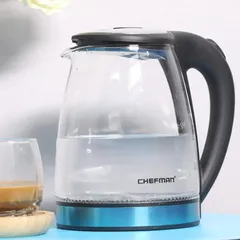 Ấm Siêu Tốc Thủy Tinh Chefman CM-736T - Dung Tích 2 Lít, Công Suất 1500W, Thiết Kế Cao Cấp, Đun Nước Nhanh Chóng, Tiện Lợi Sử Dụng