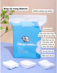 Bông Tẩy Trang Habaria Sheep Cotton - 234 Miếng 100% Cotton Tự Nhiên, Mềm Mịn, Không Gây Kích Ứng, Dùng Cho Mọi Loại Da