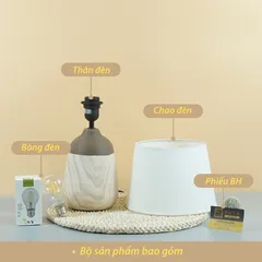 Đèn Ngủ Để Bàn Gốm Sứ Vân Gỗ Huta Light For Life S11 - Đèn Chiếu Sáng Trang Trí Sang Trọng, Tiết Kiệm Điện, Dễ Dàng Thay Thế Bóng E27