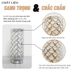 Đèn Ngủ Pha Lê Để Bàn Huta Light For Life PL1 - Sang Trọng, Kim Loại Chống Gỉ, Ánh Sáng Vàng Ấm, Thích Hợp Cho Mọi Không Gian