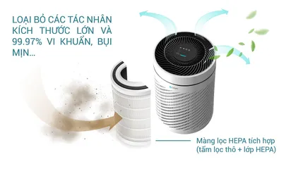 Máy lọc không khí Casper AP-250MAH 22W - Tiết kiệm điện, lọc không khí hiệu quả cho phòng 20-30m², thiết kế nhỏ gọn, nhẹ 2.8kg.