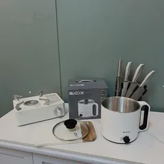 Nồi Lẩu Điện Mini Bu Cook BNP6868 1.5L - Công Suất 900W, Chống Dính, Dành Cho Nhóm 2-3 Người, Màu Trắng Hiện Đại