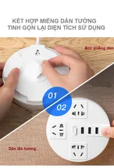 Ổ cắm đa năng Jiashi OCD05 với sạc USB, dây dài 2.8m và giá để điện thoại - Thiết bị tiện lợi cho gia đình