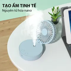 Quạt Mini Phun Sương Kết Hợp Đèn Ngủ Jiashi QMN03 - Quạt Cầm Tay Đa Năng Xông Tinh Dầu Nhiều Màu Sắc, 3 Tốc Độ Gió