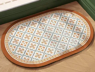 Thảm Lau Chân Nhà Tắm Họa Tiết Bầu Dục Ghome TD22M8 - Chất Liệu Cao Cấp, Chống Trượt, Dễ Vệ Sinh, Thích Hợp Cho Phòng Tắm
