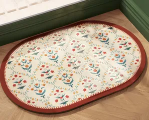 Thảm Lau Chân Nhà Tắm Họa Tiết Bầu Dục Ghome TD22M8 - Chất Liệu Cao Cấp, Chống Trượt, Dễ Vệ Sinh, Thích Hợp Cho Phòng Tắm