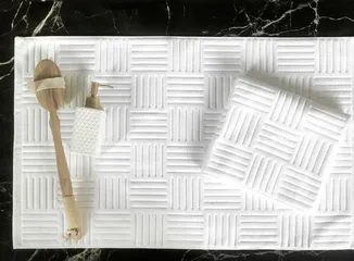Thảm Lau Chân Cotton Ghome TC22M1 - Độ Thấm Hút Tốt, Họa Tiết Ô Vuông, 50x80cm, Giặt Máy, Nhiều Màu Sắc Sạch Sẽ, Gọn Gàng
