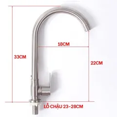 Vòi Rửa Chén Lạnh HOBBY Home Decor RL1 - Inox 304, Thiết Kế Nhỏ Gọn, Phù Hợp Với Chậu Rửa 2.5-3.5cm, Logo HOBBY Chất Lượng Cao