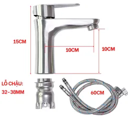 Vòi Lavabo Nóng Lạnh Hobby VRM2 Inox 304 Chống Gỉ - Thiết Kế Tiết Kiệm Nước, Dễ Sử Dụng Cho Bồn Rửa Mặt