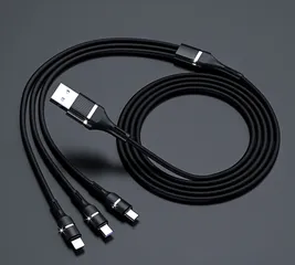 Cáp Sạc Nhanh 3 Đầu Bọc Dù Type C, Lightning, Micro USB 1.2m - Sạc Tối Đa 60W, Tiện Lợi Cho Tất Cả Thiết Bị Điện Thoại