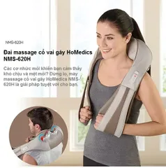 Đai Massage Cổ Vai Gáy Shiatsu HoMedics NMS-620H - Thiết Bị Massage 3D Có Nhiệt Hồng Ngoại, Hỗ Trợ Giảm Đau Mỏi