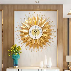Đồng Hồ Treo Tường 3D Họa Tiết Cánh Hoa Mặt Trời - Trang Trí Nhà Cửa Sang Trọng, Thiết Kế Hiện Đại, Kích Thước 70x70cm