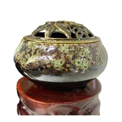 Lư Xông Trầm Gốm Sứ Nắp Đồng Vàng TUDO Cao Cấp - Đồ Trang Trí Nhà Cửa Sang Trọng, Tăng Cường Không Khí Thoải Mái