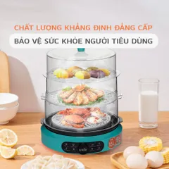 Nồi Hấp Đa Năng UNIE UE-680 15L - Nồi Hấp Điện 3 Tầng Chất Liệu Nhựa ABS An Toàn Bếp Gia Đình