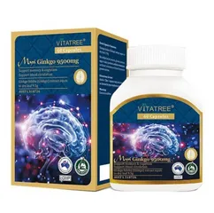 Viên uống bổ não Vitatree Maxi Ginkgo 9500mg - Hỗ trợ trí nhớ, tinh thần tỉnh táo, cải thiện tuần hoàn máu, 60 viên