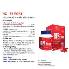 Viên uống hỗ trợ bổ sung sắt hữu cơ NZ-FE Fort - Tăng cường sức đề kháng và cải thiện thiếu máu - Hộp 30 viên