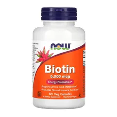 Viên uống hỗ trợ mọc tóc NOW Foods Biotin 5000mcg - Tăng cường sức khỏe tóc, giúp tóc chắc khỏe và dày hơn, sản phẩm chính hãng Mỹ.